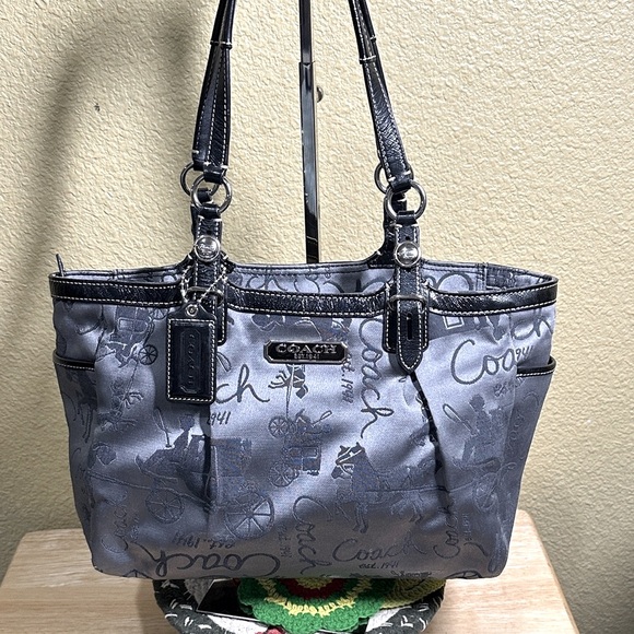 Coach Handbags - COACH Black and Gray Signature Shoulder Bag